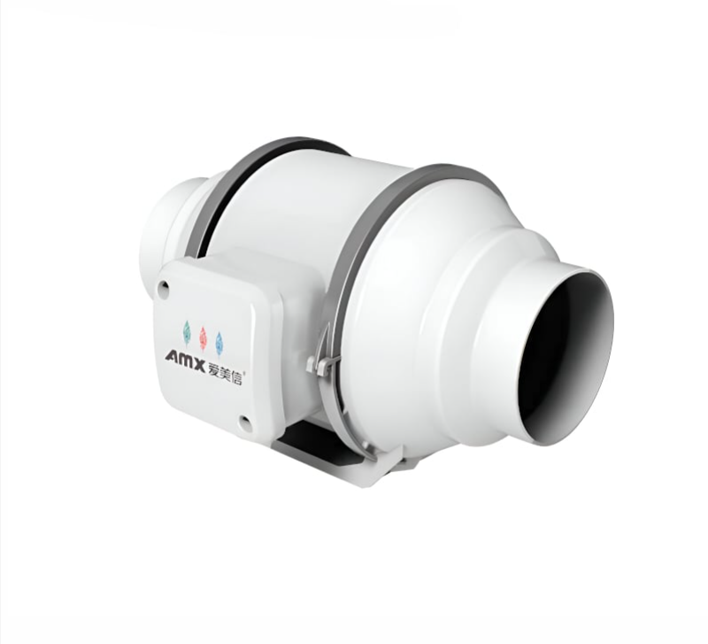 White duct fan with AMX branding on a white background