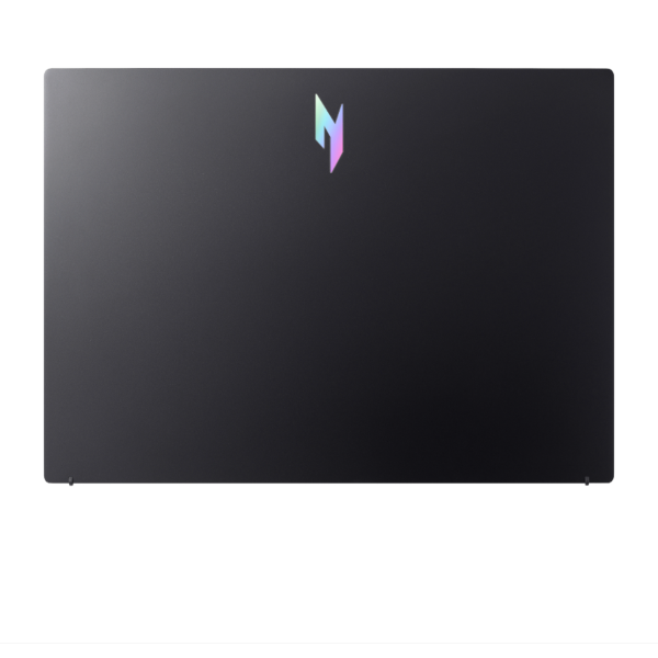 Black laptop with a logo on a white background