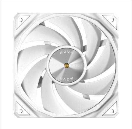 White cooling fan with 'NOVA' branding on a white background