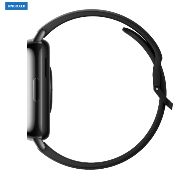 Smartwatch with black band on a white background