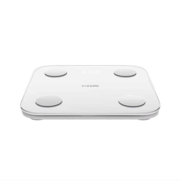 White body fat scale with Xiaomi logo on a white background