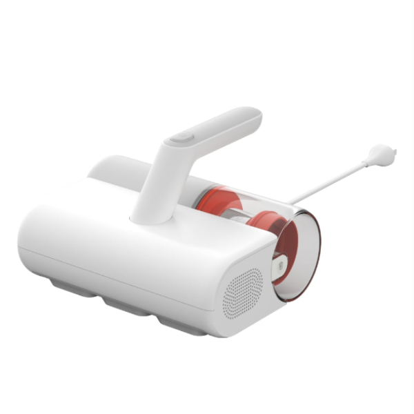 White kitchen tool with red interior on a white background