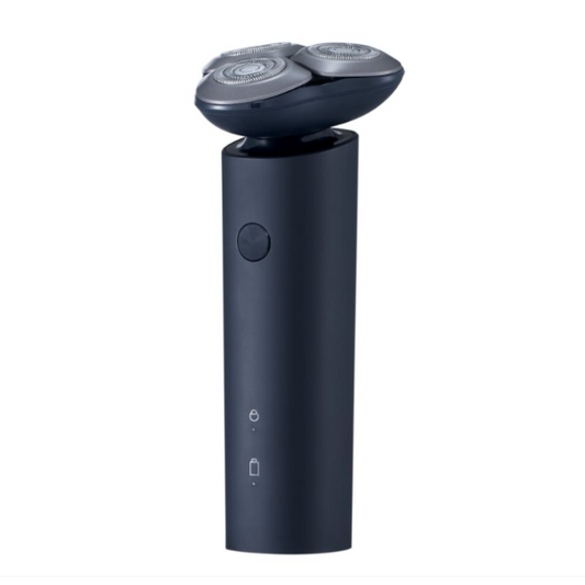 Black electric shaver on a white background