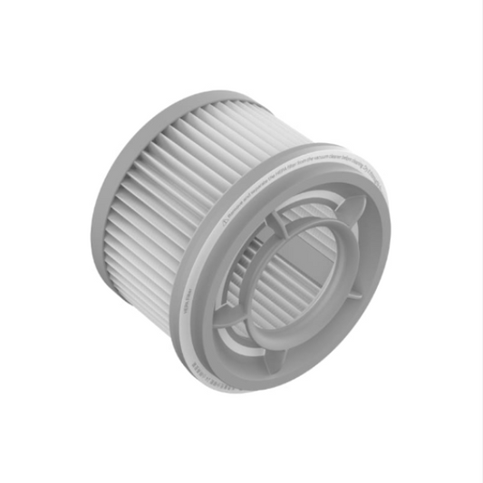 Gray cylindrical filter on a white background