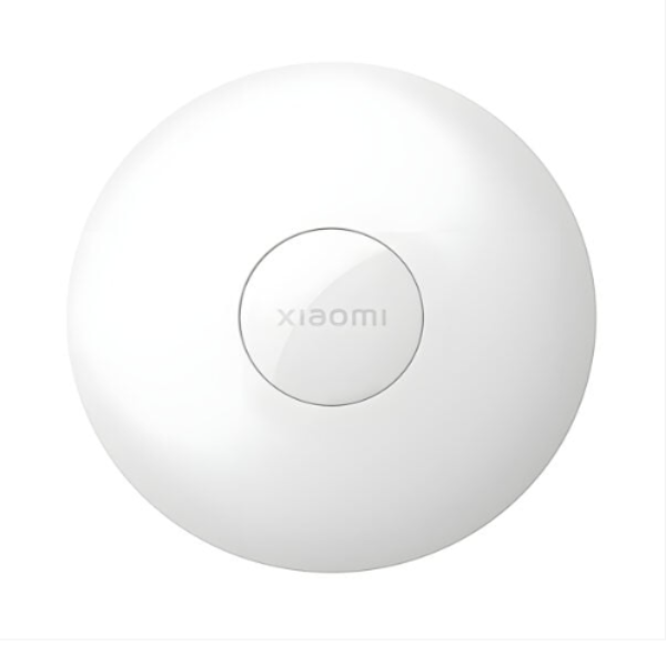 White round device with Xiaomi logo on a white background