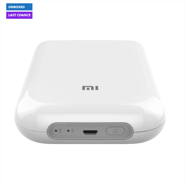White electronic device with Xiaomi logo on a white background