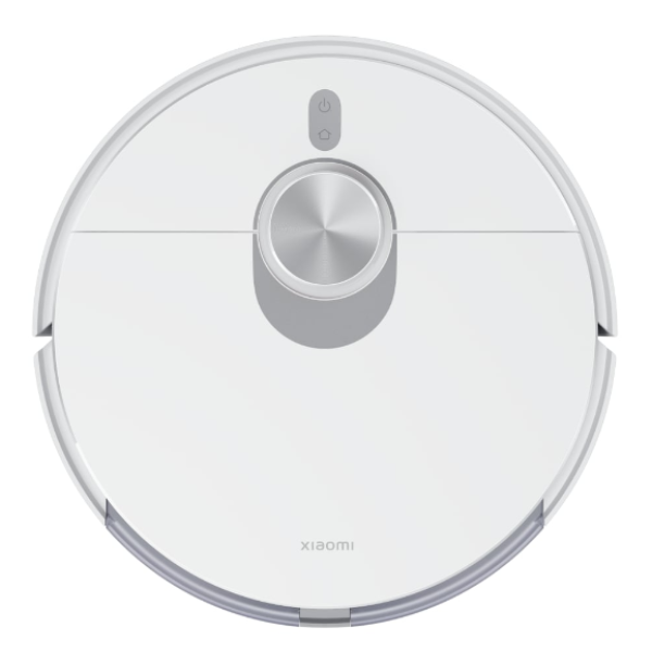 Robotic vacuum cleaner with Xiaomi logo on a white background