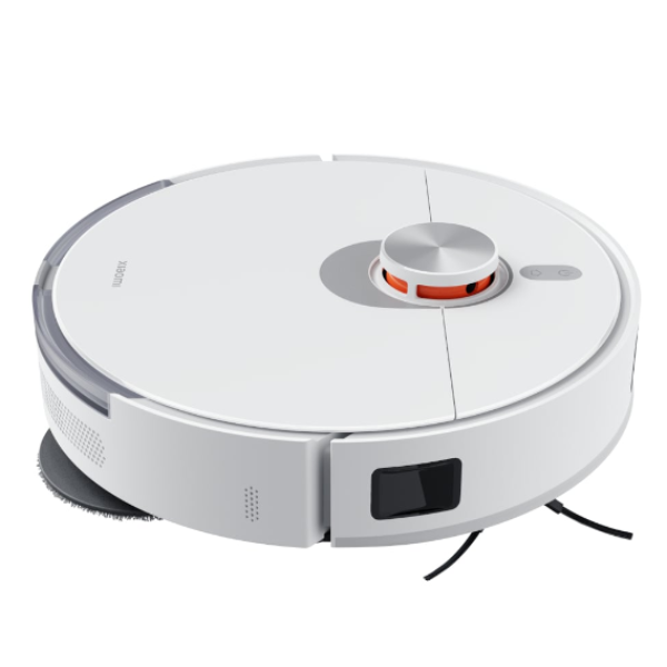Round robot vacuum cleaner on a white background