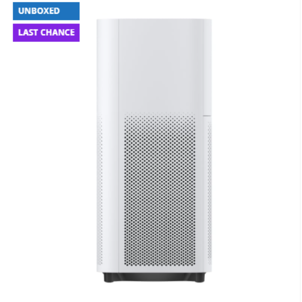White air purifier on a white background with 'UNBOXED' and 'LAST CHANCE' text.