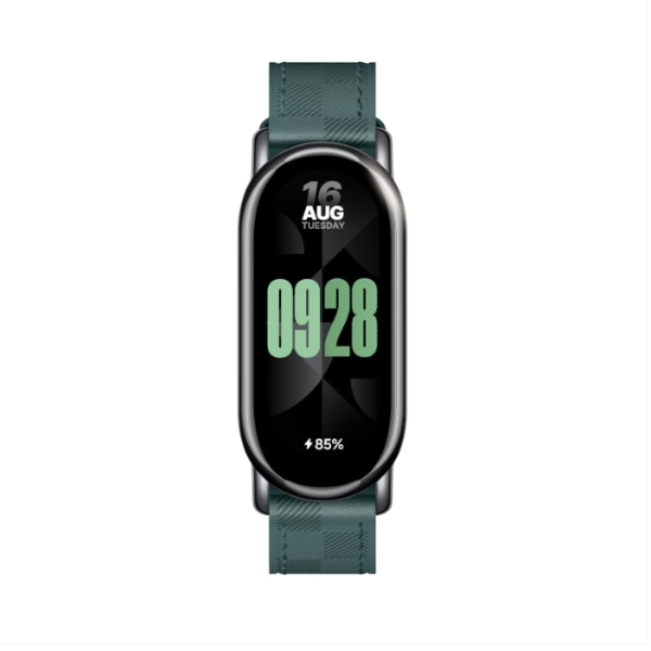 Smartwatch with a green strap on a white background