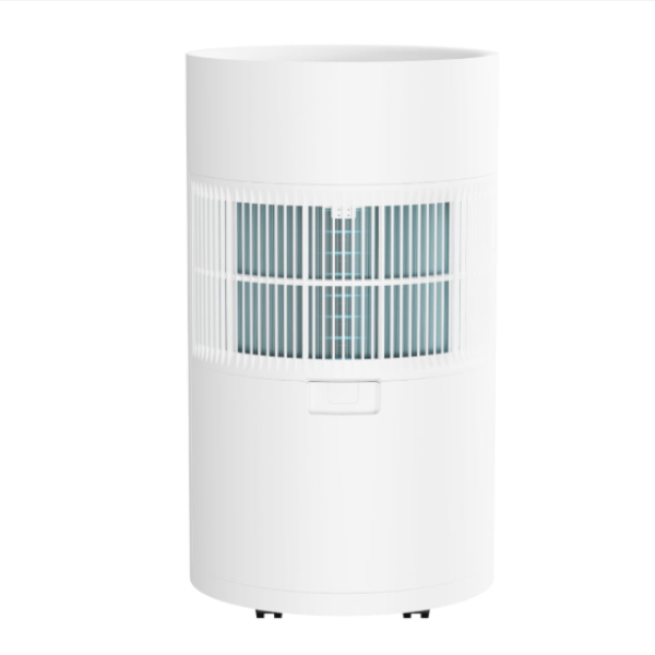 White dehumidifier with a grid design on a white background