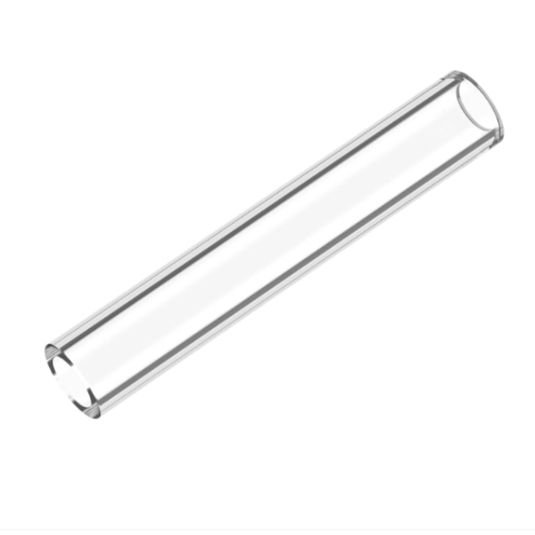 Clear cylindrical object on a white background