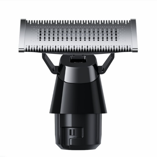 Black and silver hair dryer nozzle on a white background