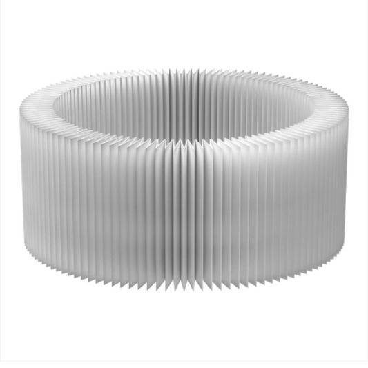 White pleated filter on a white background