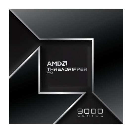 AMD Threadripper Pro 9000 Series packaging on a black background