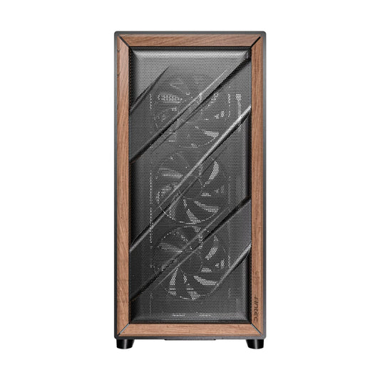 Antec FLUX ATX WOOD Mid Tower Gaming Chassis – Black