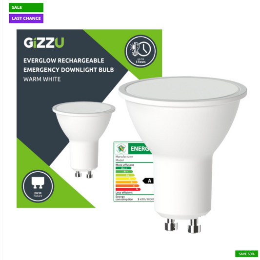 Gizzu Everglow Rechargeable Warm White Emergency Downlight Bulb