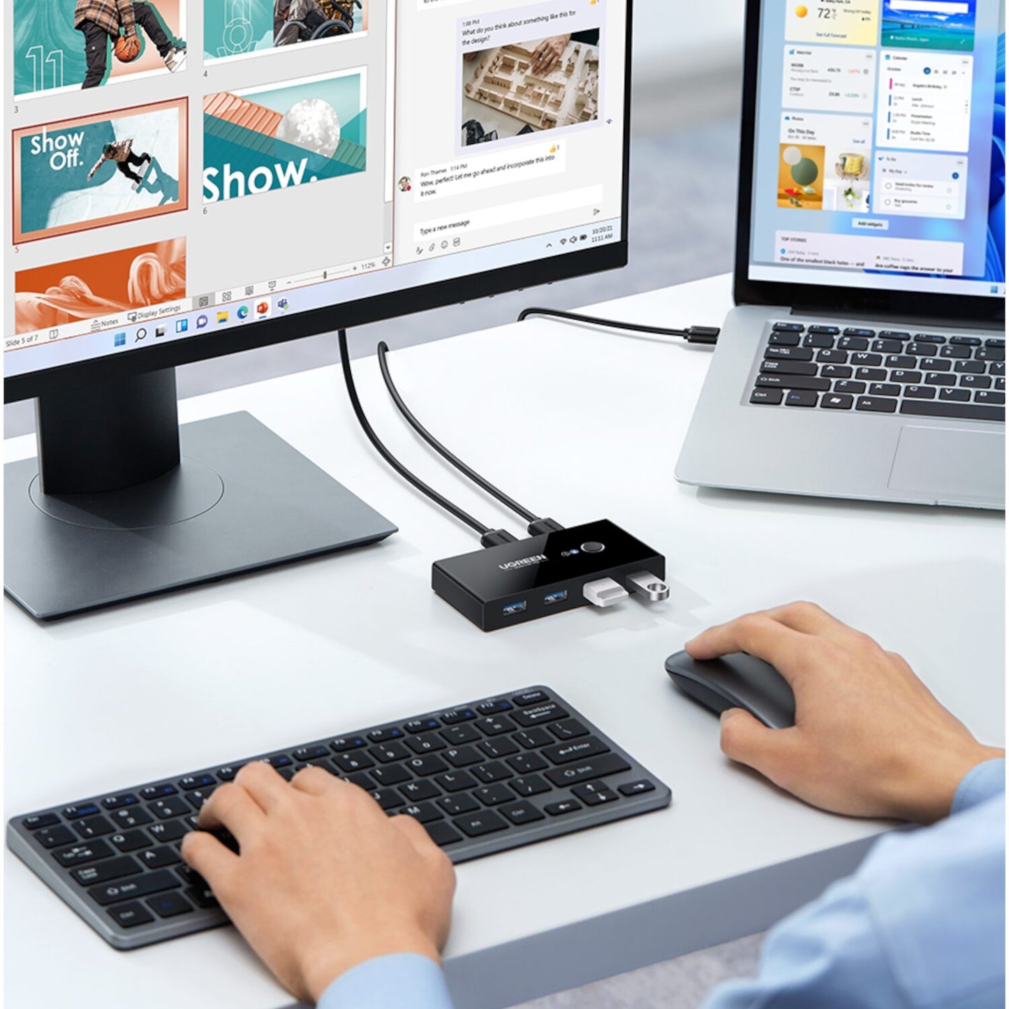 UGREEN USB 2.0 4-Port Switch Box, with 1.5m USB Cables