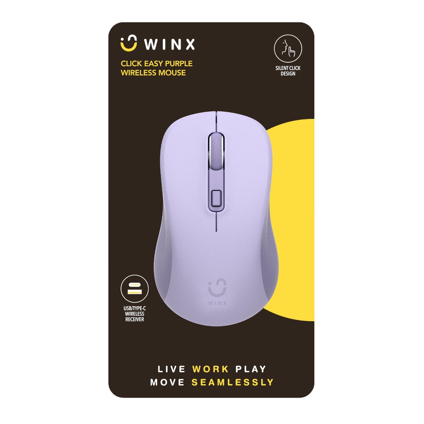WINX CLICK Easy 1600DPI 2.4GHz Wireless Mouse - Purple