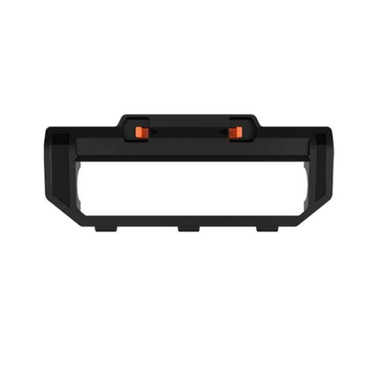 Black metal bumper with orange accents on a white background