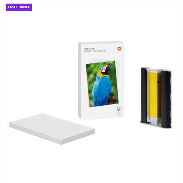 Xiaomi instant photo paper set with a parrot image on the packaging.