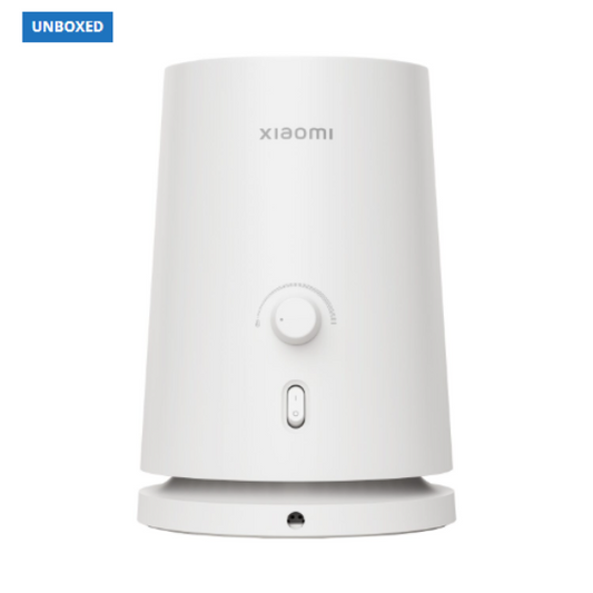 White cylindrical device with Xiaomi logo on a white background