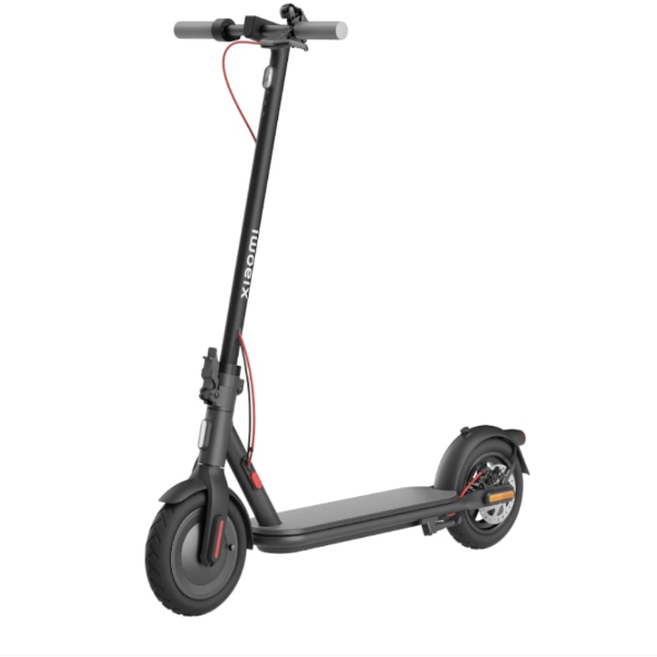 Black electric scooter with Xiaomi branding on a white background