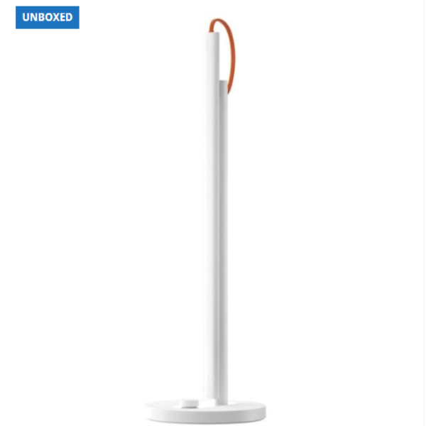 White stand with orange hook on a white background, labeled 'UNBOXED'.