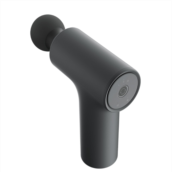 Black shower head on a white background