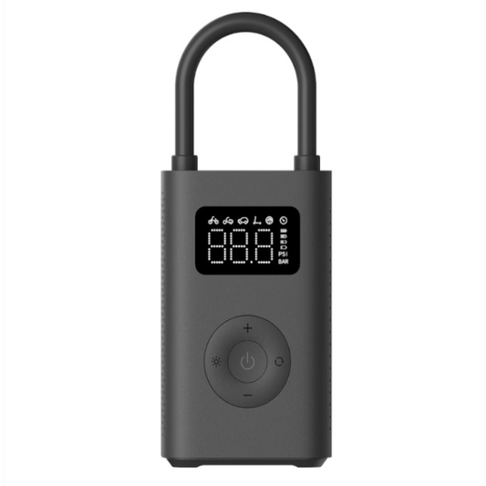 Black digital lock with a display and control buttons on a white background