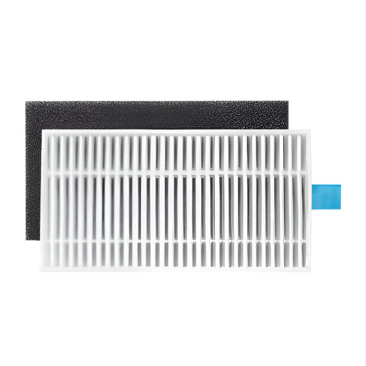 Air filter and foam pad on a white background