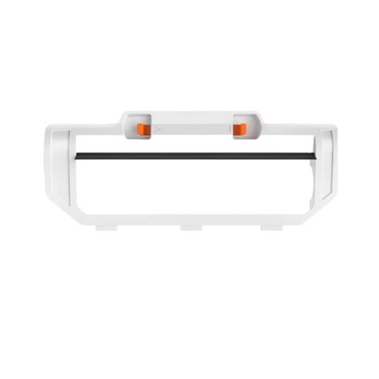 White electronic device with orange lights on a white background