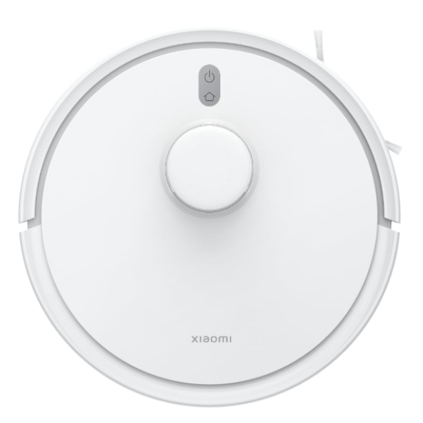 White Xiaomi robot vacuum cleaner on a white background