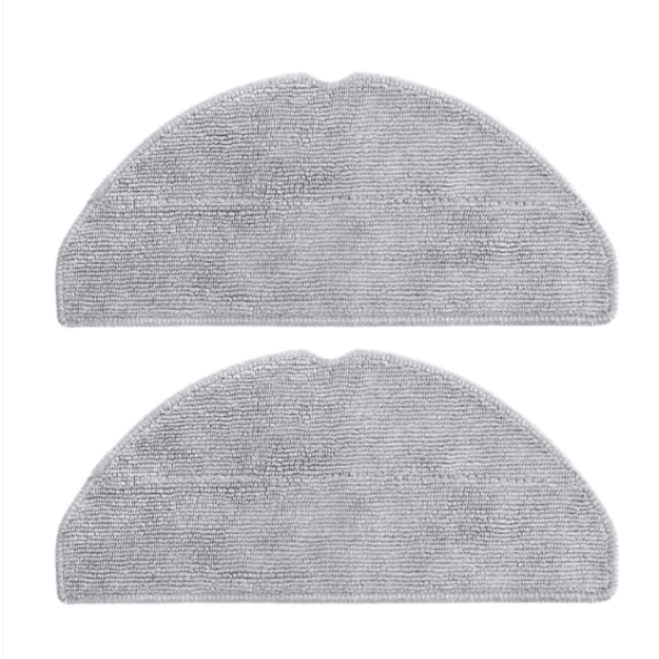 Two gray scrubber pads on a white background