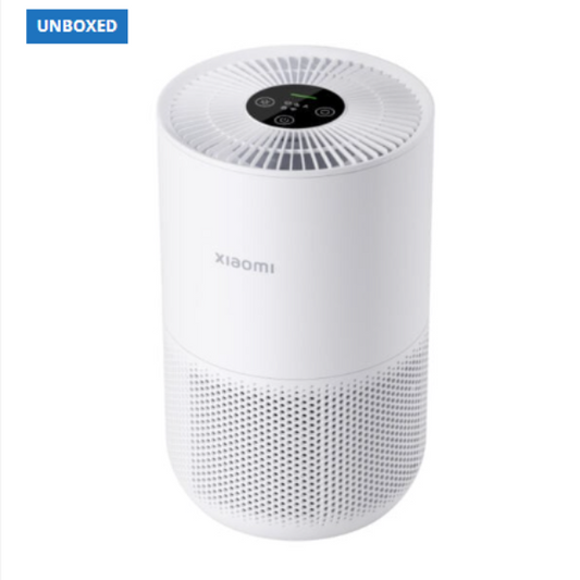 White Xiaomi air purifier on a white background with 'UNBOXED' label.