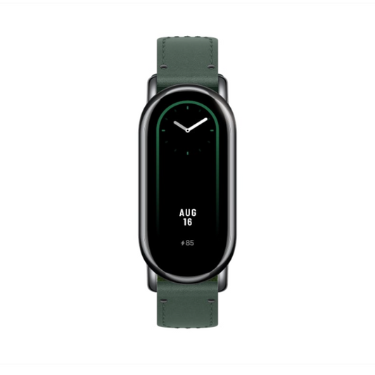 Smartwatch with a green strap on a white background