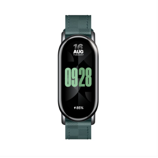 Smartwatch with a green strap on a white background