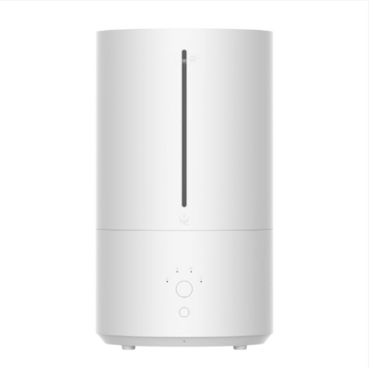 White humidifier with a black light on a white background
