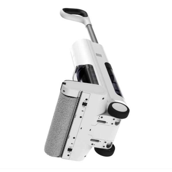 White and black floor cleaning machine on a white background