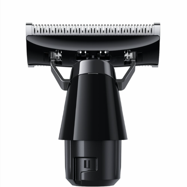 Black electric shaver on a white background