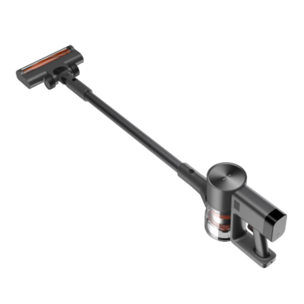 Black and silver vacuum cleaner attachment on a white background