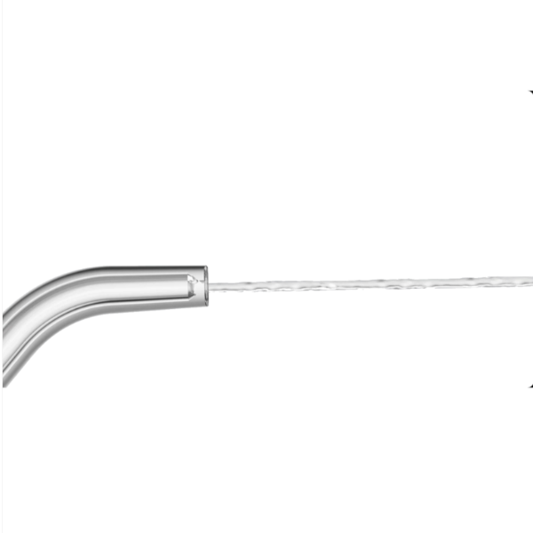 Metallic endoscope on a white background